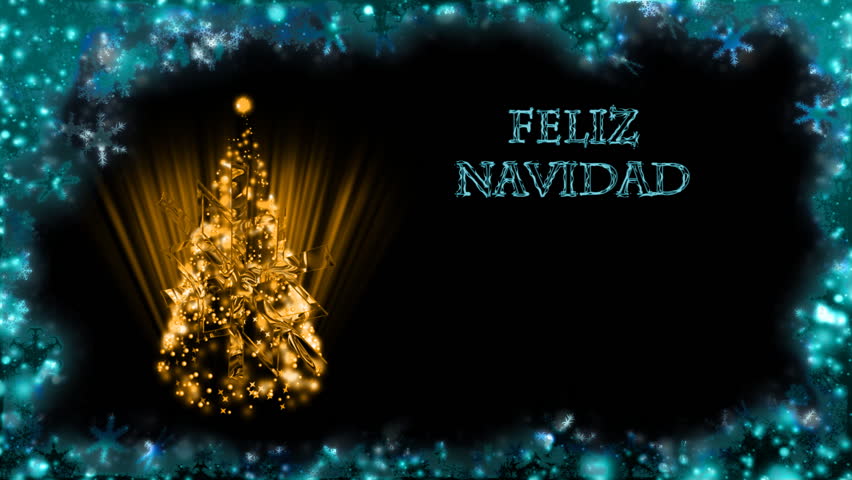 Christmas Card - Christmas 29 (HD) - Spanish - Animated Christmas background with shiny text FELIZ NAVIDAD and glowing christmas tree. Loop-able.