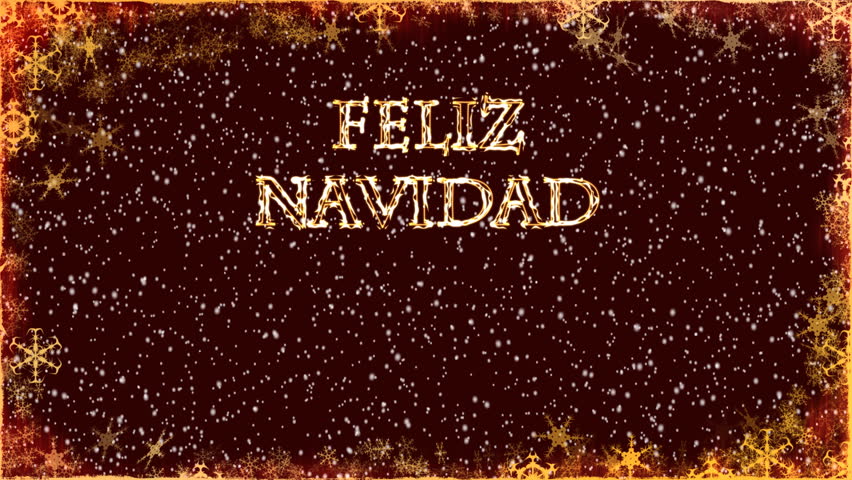 Christmas Card - Christmas 32 - Spanish - Animated Christmas background with text FELIZ NAVIDAD and falling snow. Loop-able.