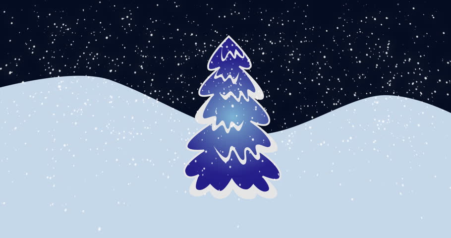 Christmas presents falling over fir-tree  