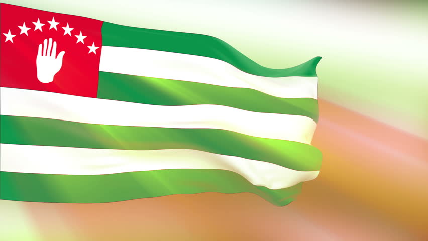 Abkhazia Flag slowly waving in the wind. Silk material. Glowing. Seamless, 8 seconds long loop.