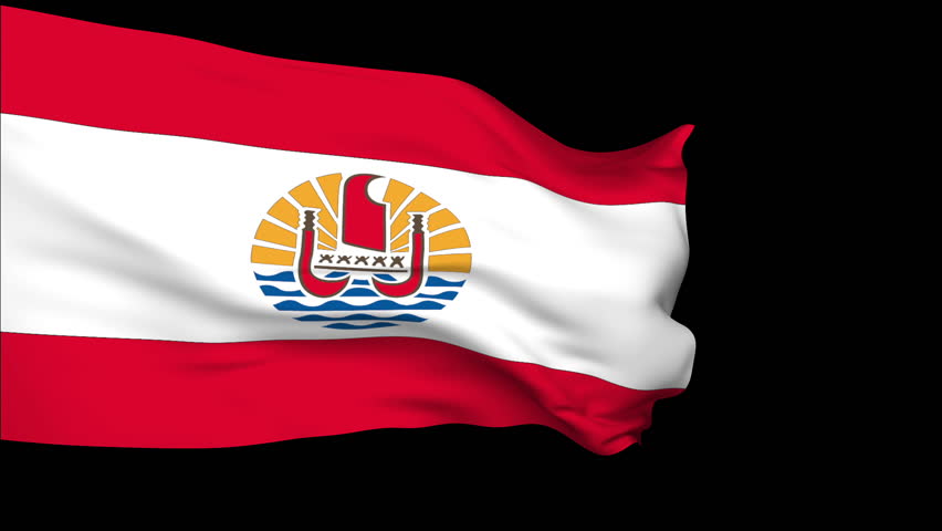 French Polynesia flag slowly waving. Alpha included. Seamless loop.