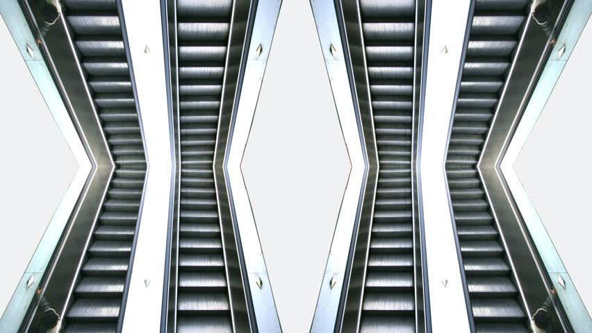 abstract pattern of people walking up an escalator in marseille, france