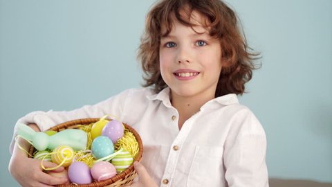 Cheerful Schoolboy With A Basket Stock Footage Video 100 Royalty