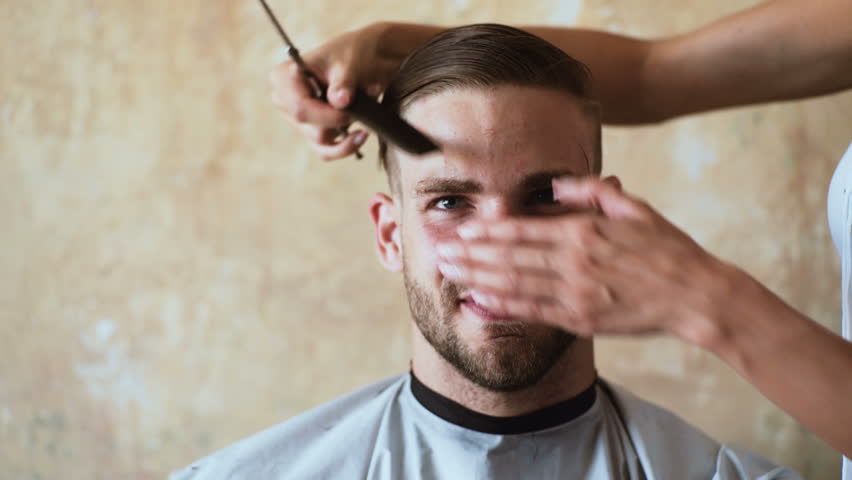 Mens Haircut At The Barber Stock Footage Video 100 Royalty Free
