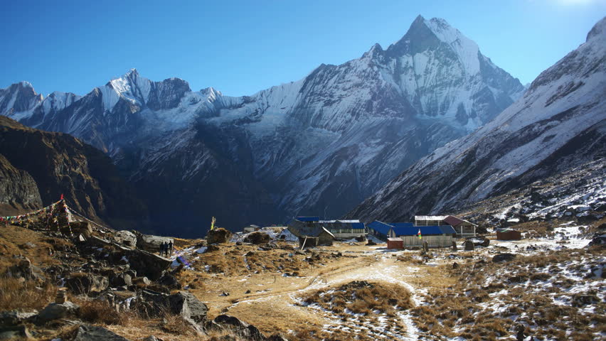 High Himalayan Mountain view at the Annapurna Base Camp in Nepal image ...