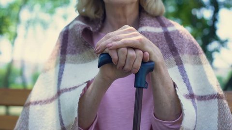 Lonely Old Lady Covered with Stock Footage Video (100% Royalty ...