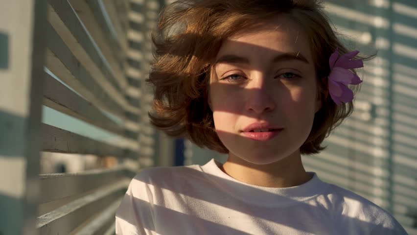 Portrait Of Adorable Short Hair Stockvideos Filmmaterial 100