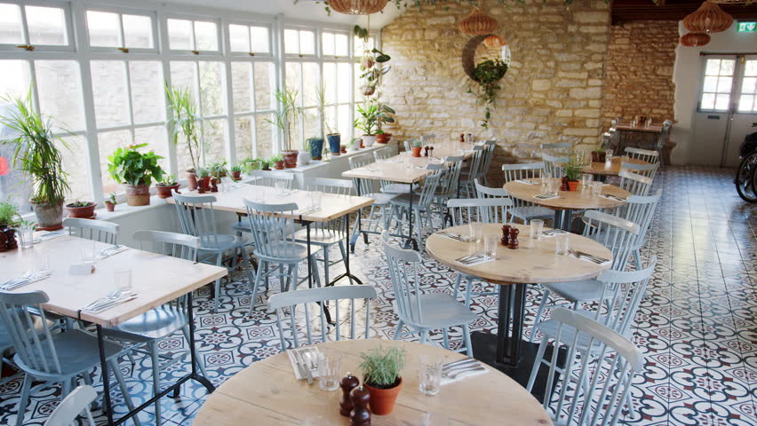 Round Tables And Duck Egg Blue Stock Footage Video 100