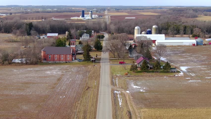 View of the country road and small town in Wisconsin image - Free stock ...
