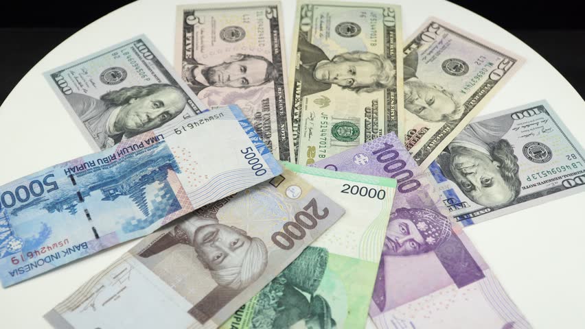 Indonesia Money And Us Dollar Stock Footage Video 100 Royalty Indonesia Money And Us Dollar On White Background 4k