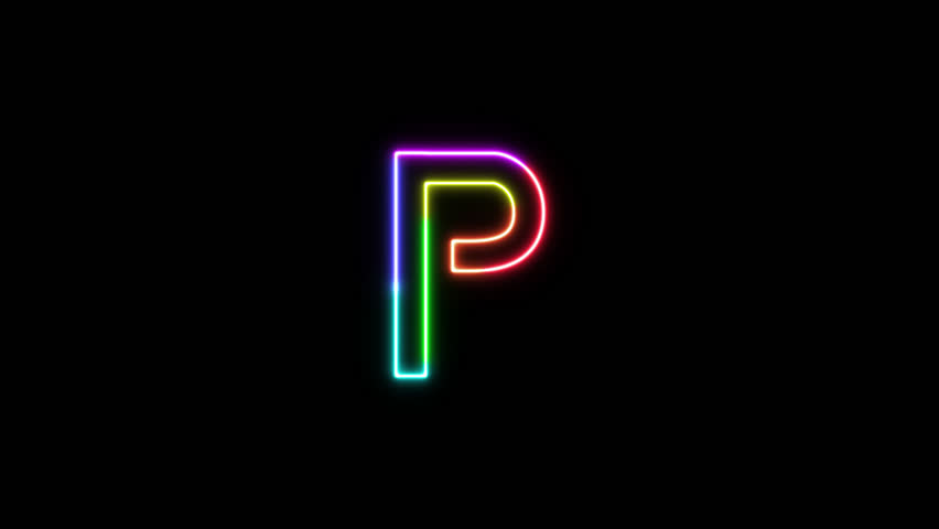 Stockvideoklipp Pa Letter P Outline Neon Helt Royaltyfria