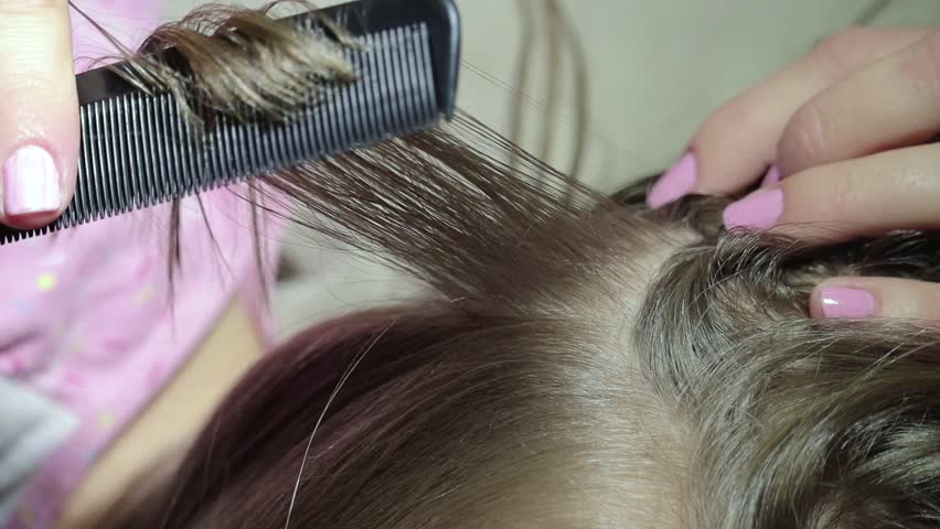 Mom Cleans Her Daughters Hair Stock Footage Video 100