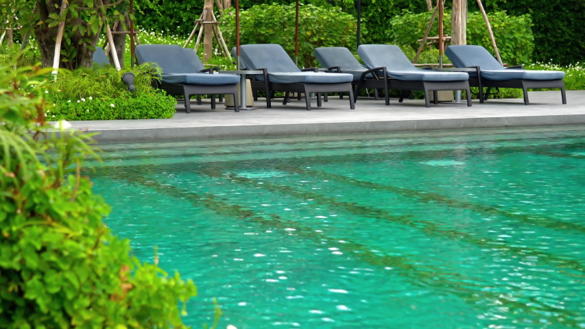 Empty Poolside Chairs At A Stock Footage Video 100 Royalty Free