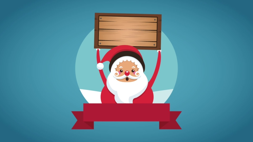 Santa Claus Holding Blank Wooden Stock Footage Video 100