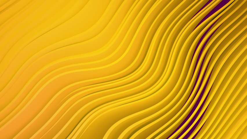 4k 3D animation of rows and rows of colorful popping yellow stripes rippling. Colorful wave gradient animation.. Future geometric patterns motion background. 3d rendering