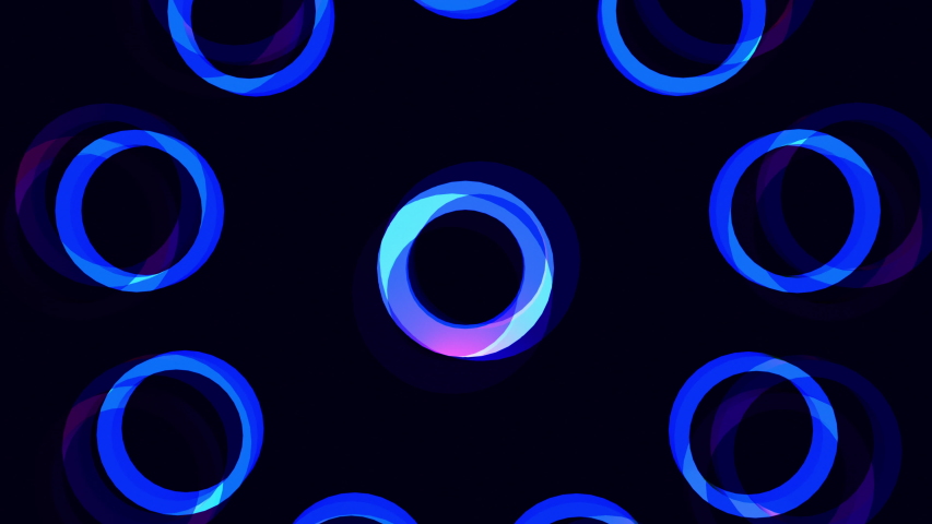 Glowing blue flowery circle burst motion graphics background 4K seamless loop. Best for animation advertisements or projection mapping. Trendy colors makes for hip stylish fashion music videos.  