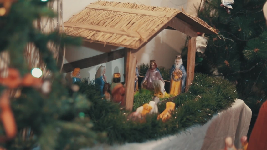 Children Making Christmas Crib At Stock Footage Video 100