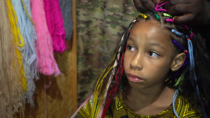 African Hairdresser Plaits Braids With Stock Footage Video 100