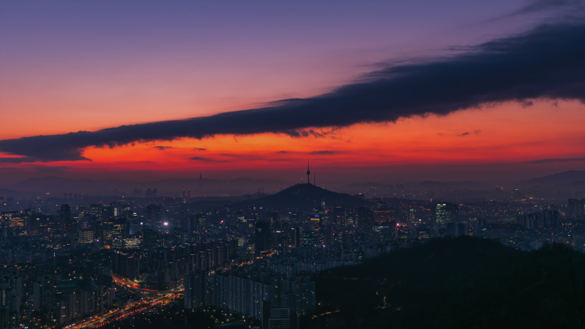 Sky and Clouds and the skyline of Seoul in South Korea image - Free ...