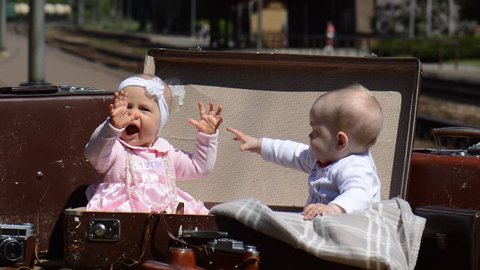 Cute Baby Couple Sit In Stock Footage Video 100 Royalty Free