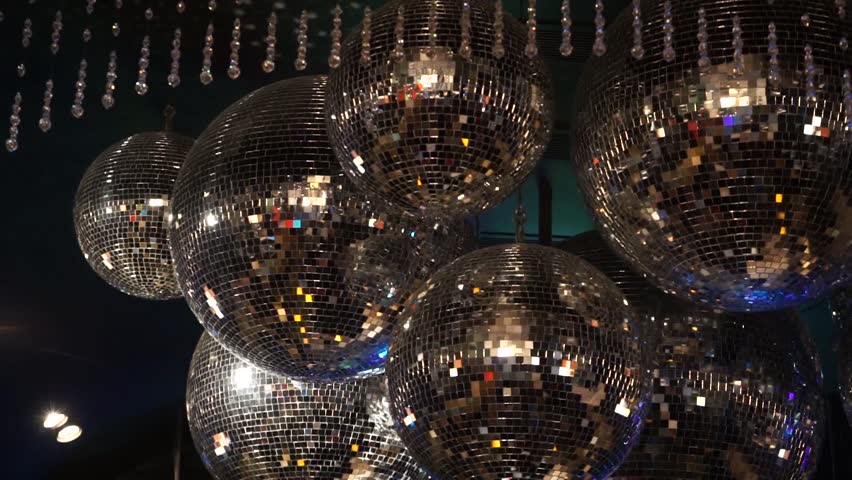 A Mirror Disco Balls Hanging Stock Footage Video 100 Royalty