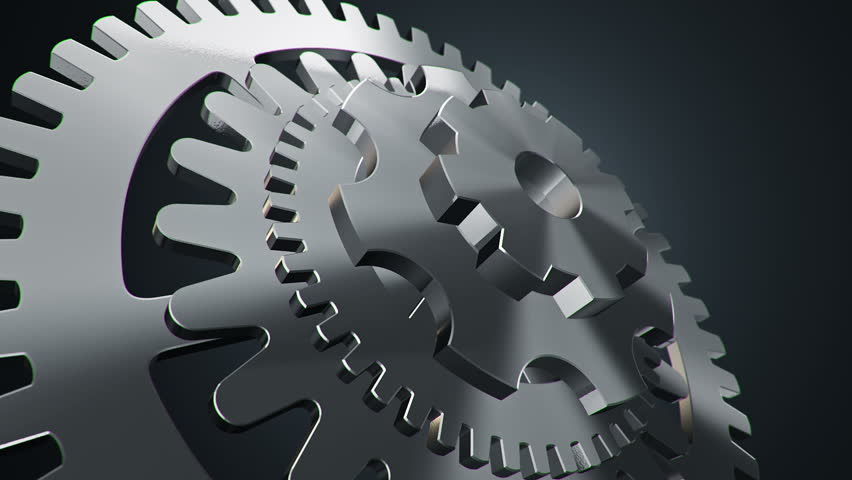 Animation Rotation of Steel Gears Stock Footage Video (100