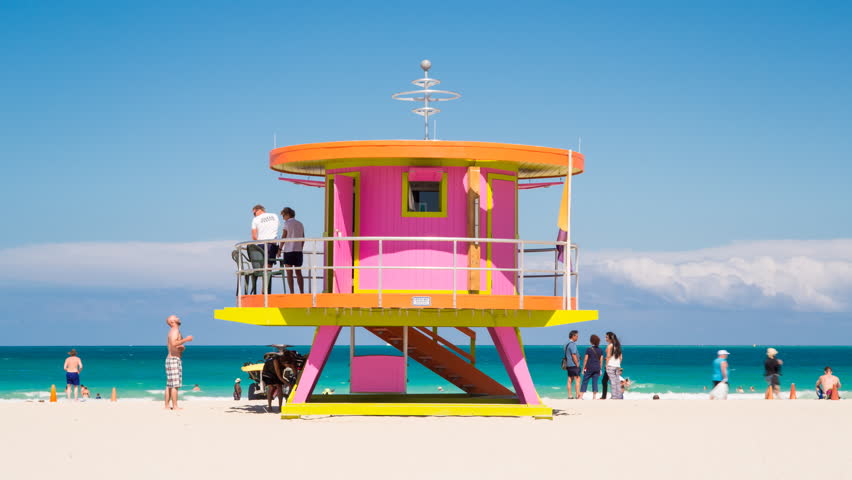 Art Deco Style Liuard Hut Stock Footage Video 100 Royalty Free Art Deco Style Liuard Hut On South Beach Ocean Drive Miami Circa 2017 Florida Usa Timelapse