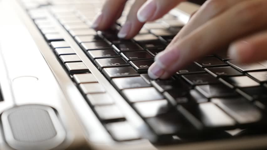 Close-up Of A Young Woman Typing On A Laptop Keyboard Stock Footage ...