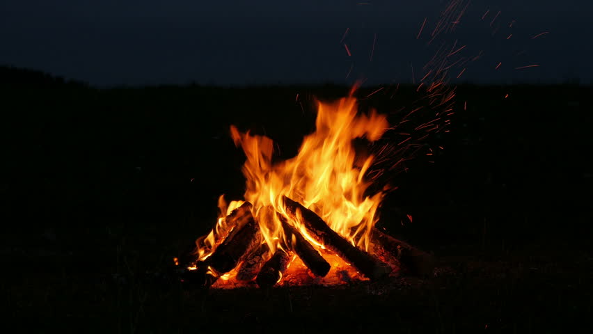 Campfire Camp Fire Summer Burning Fire/campfire In 4K Stock Footage ...