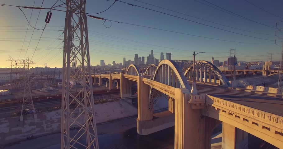 Historic Sixth Street Bridge Over LA River In Downtown Of City Of Los ...