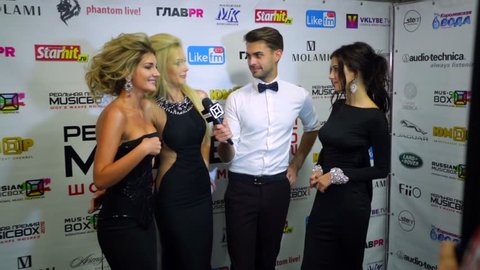 Viagra Russian Group Porn - Moscow, russia - november 19, 2015: ukrainian female pop group via gra  gives interview during musicbox awards 2015, in the state kremlin palace.