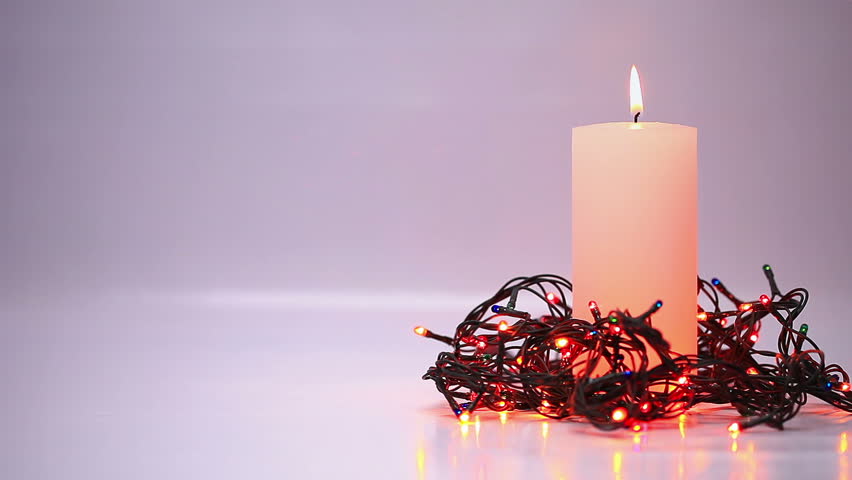 Christmas Decoration A Lighted Candle Stock Footage Video 100