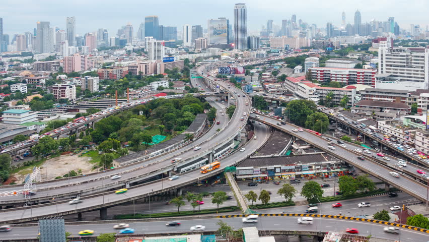 Bangkok Expressway And Highway Top View, Thailand Stock Footage Video ...
