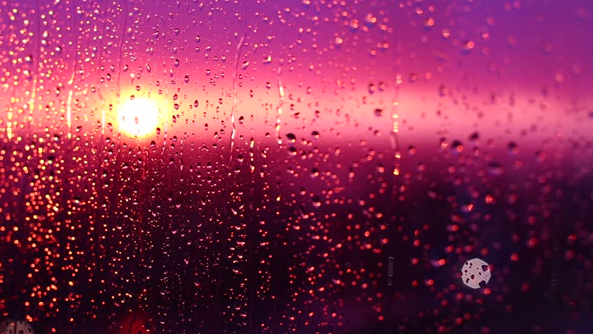 Rain Drops On A Window During A Storm In Sunset Time Stock Footage ...