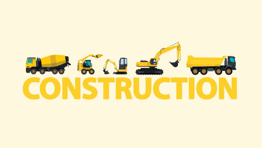 Construction Yellow Machinery Works Big Stock Footage Video