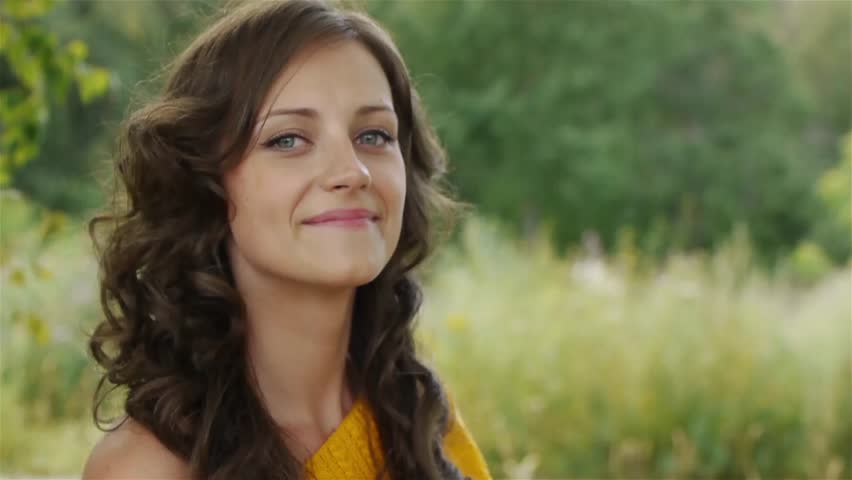 Portrait Of Pretty Dark Haired Woman Stock Footage Video 100