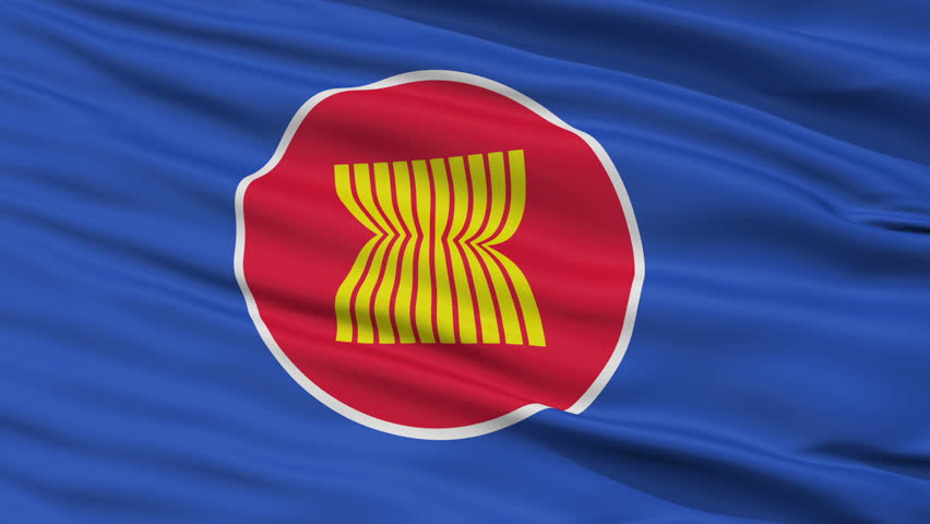 Asean Flag Close up Realistic Stock Footage Video (100% ...