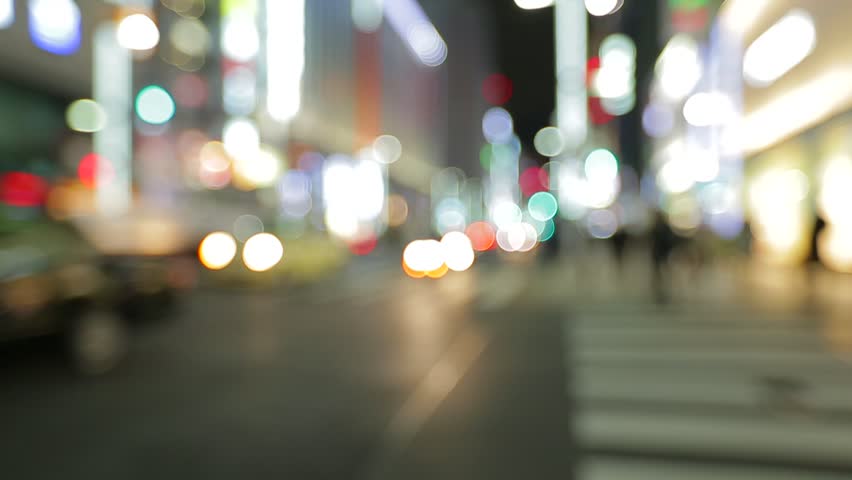 City At Night Background With Cars. Out Of Focus Background With Blurry 