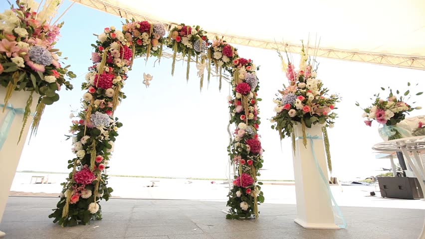 Wedding Decorations On The Beach Stock Footage Video 100