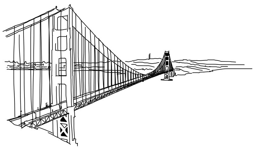 Golden Gate Bridge Outline Animation Stock Footage Video