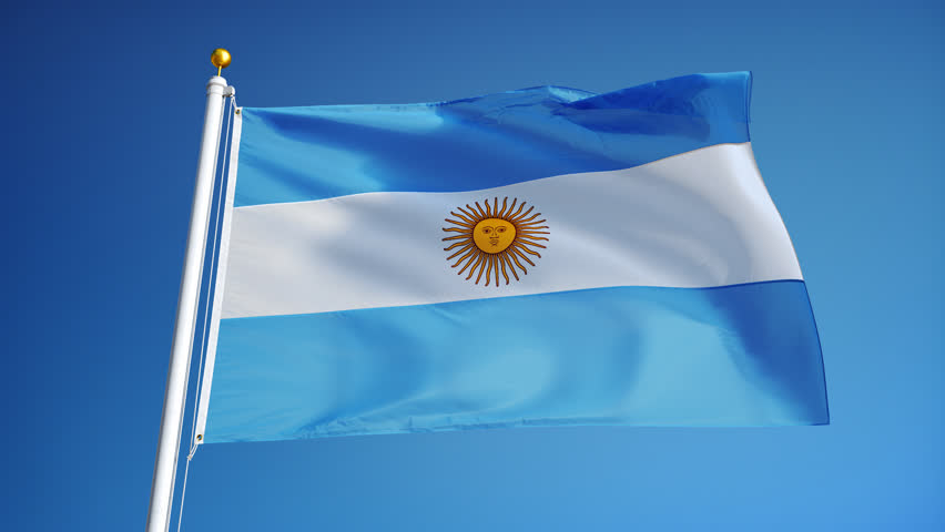 Flag Of Argentina Waving With The Sun Behind. Seamless Loop. High ...