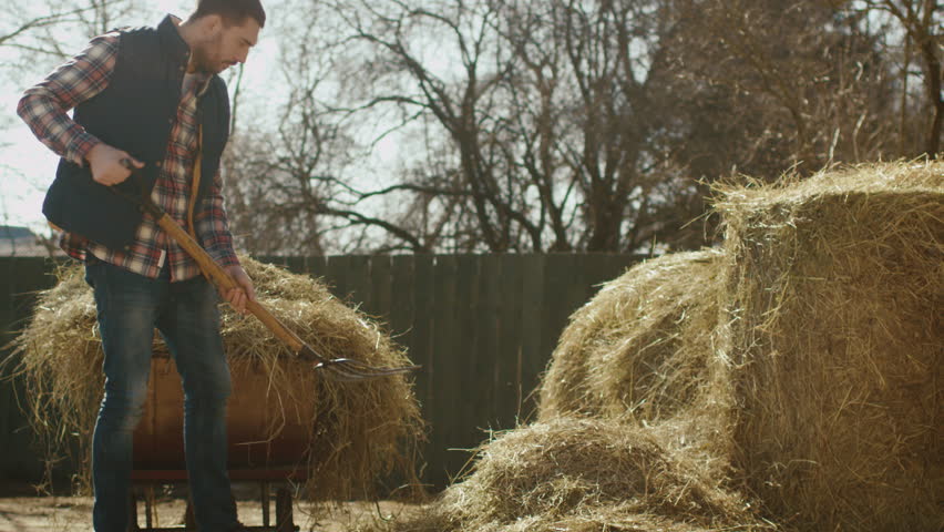 Man Is Cleaning A Farm Stock Footage Video 100 Royalty Free