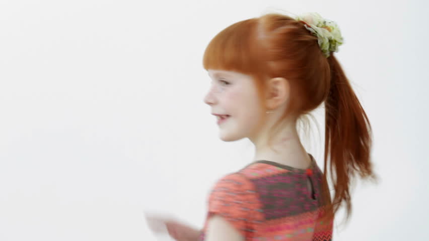 Little Ginger Girl Turning To Stock Footage Video 100 Royalty Free