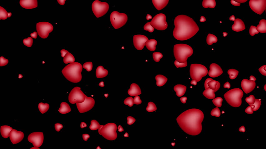 4k00203d Red Hearts Flying Over Black Background Seamless Looping