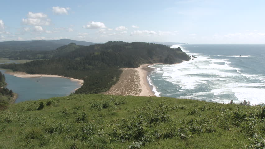 Shoreline landscape with beach and forest in Oregon image - Free stock ...