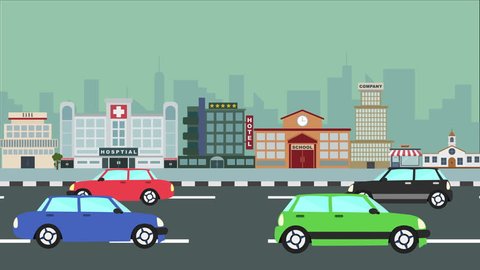 Colorful Cartoon City Traffic Loop City Stock Footage Video (100%  Royalty-free) 16625677 | Shutterstock