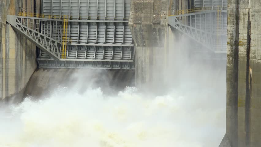 Dam, Kerr Dam, Hydroelectric Dam วิดีโอสต็อก (ปลอดค่า Hydroelectric Power Station, Waterfall at วิดีโอสต็อก (ปลอด