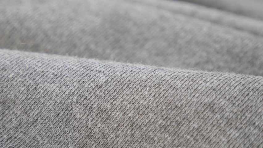 Gray Sweat Shirt Or Pants Fine Fabric Texture Close-up 4K 2160p 30fps ...