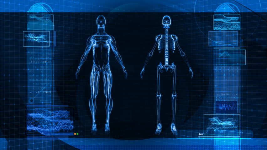 Man Scan Screen - Hi-tech 08 (HD) - 3D Animation. Medical, Scientific