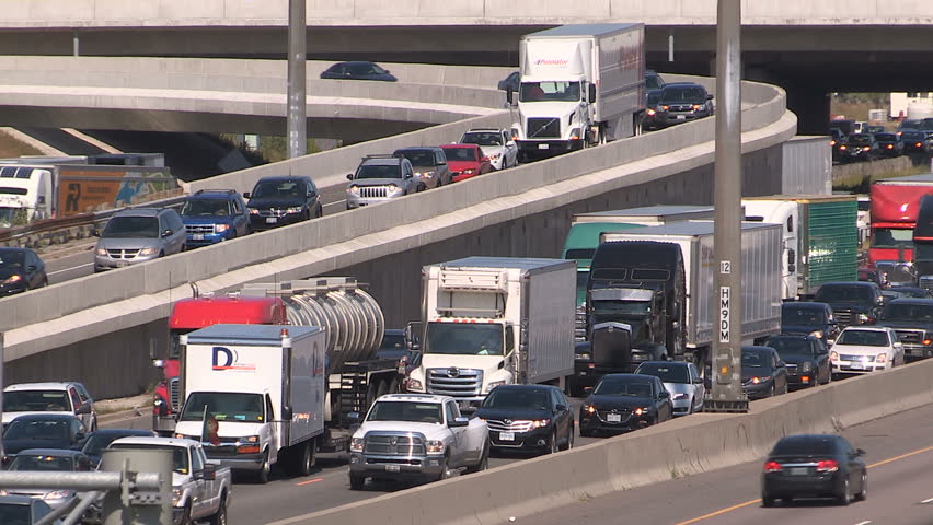 Toronto, Ontario, Canada - April 2015 Rush Hour Traffic Jam On Highway ...